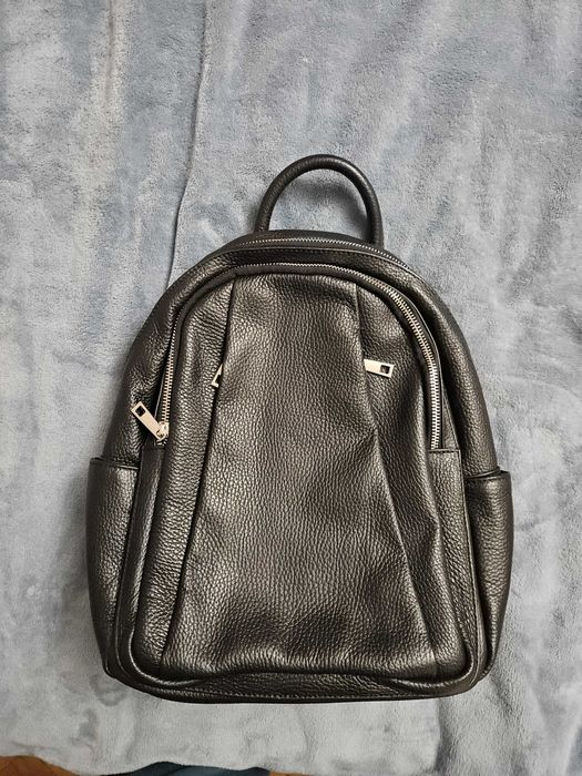 Дамска чанта от естествена кожа VERA Cerelina Италианска Раница, черна