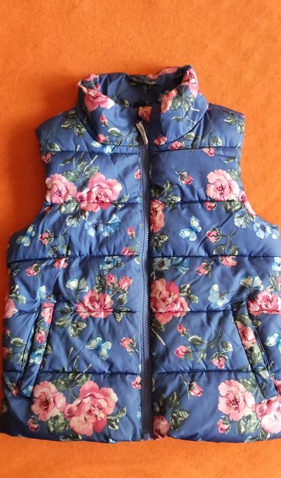 Син елек на цветя, грейка с подплата на точки на Next за 7-8 г