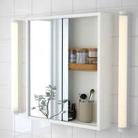 Бял шкаф за баня с плъзгащи се огледални врати