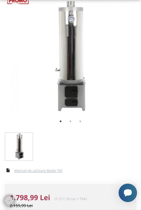 Boiler inox pe lemne