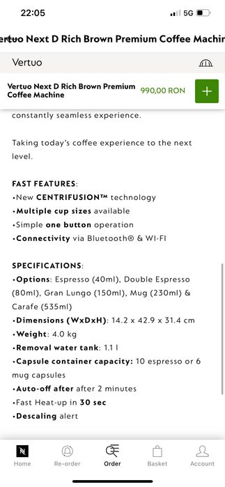 Aparat Nespresso vertuo premium nou sigilat