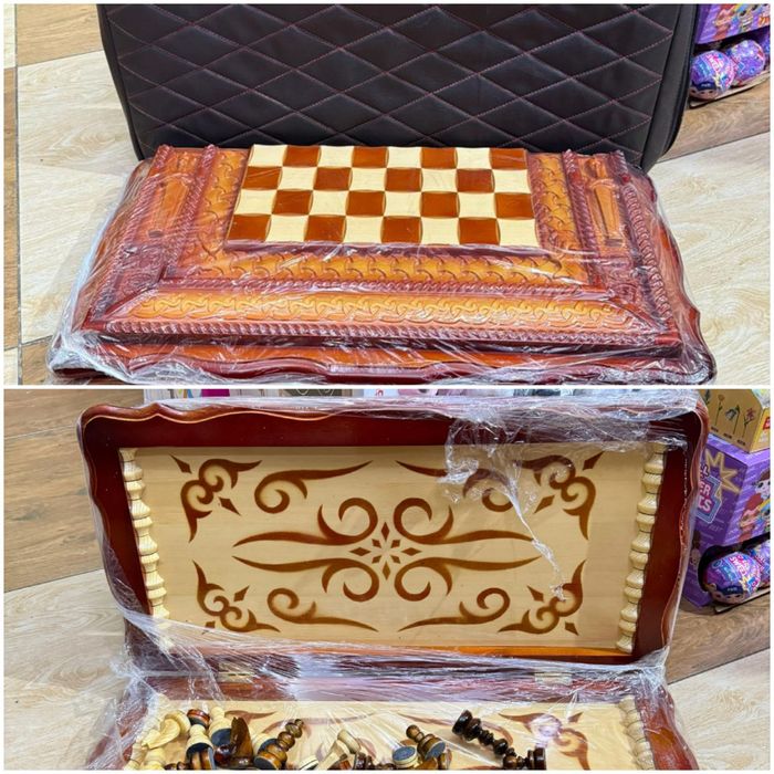 Нарды шахматы шашки 3 в 1 ручной работы