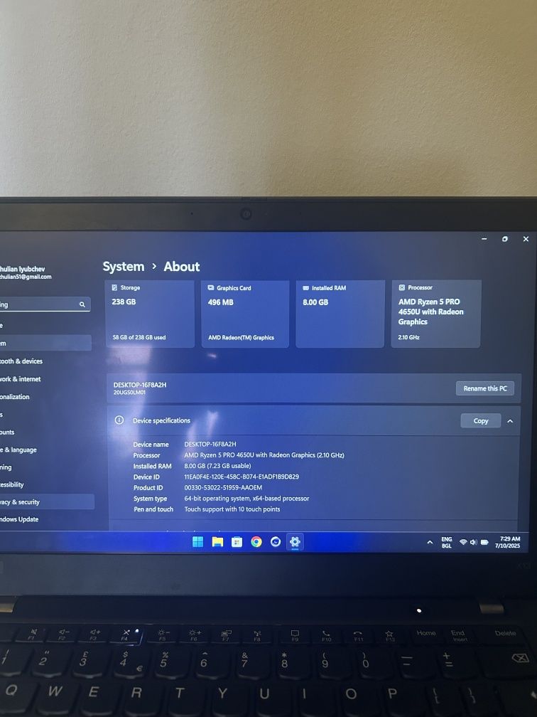 Лаптоп Lenovo ThinkPad X13 Touchscreen