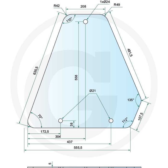 Geam lateral fiat / Geam cabin tractor fiat / geam lateral fiat