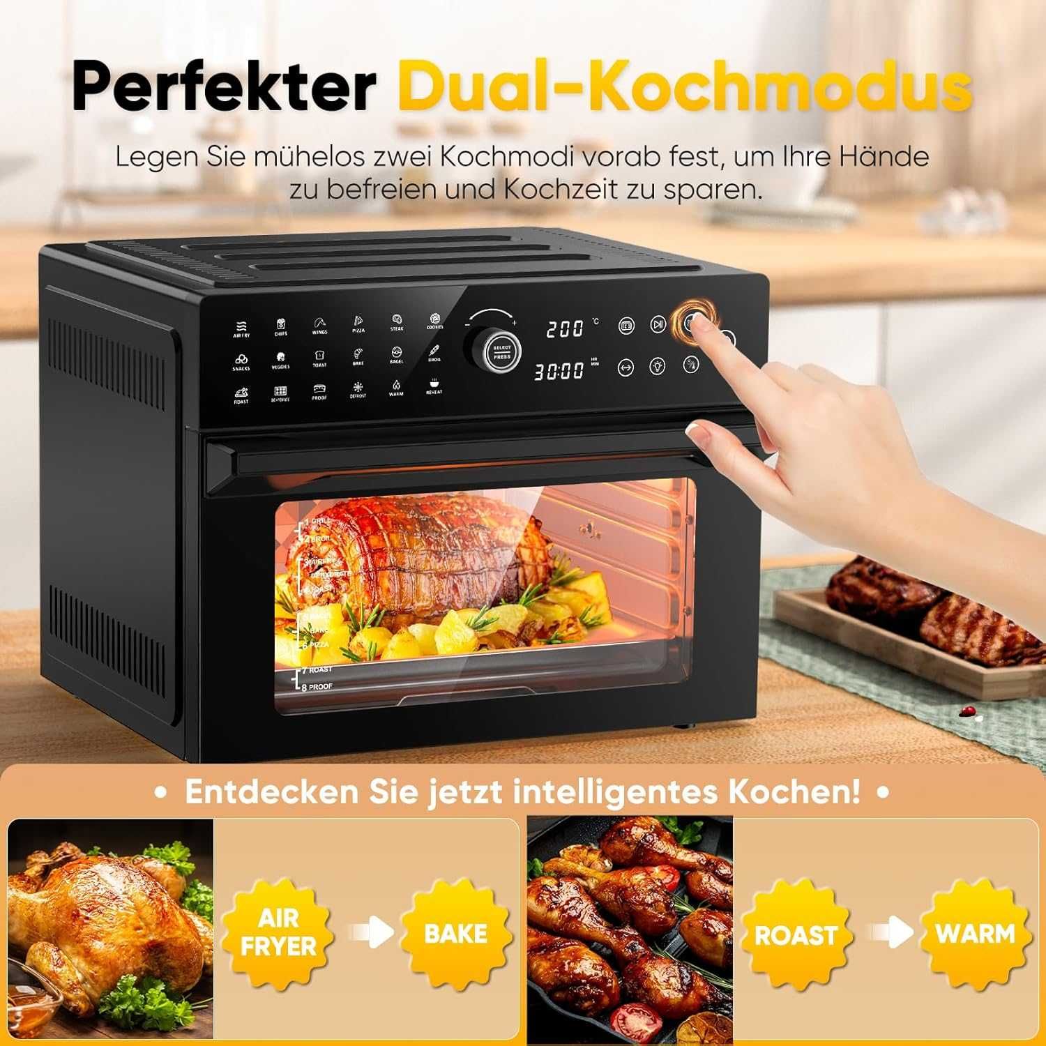 Фурна с горещ въздух Cookwise 1800W 30L фритюрник с горещ въздух