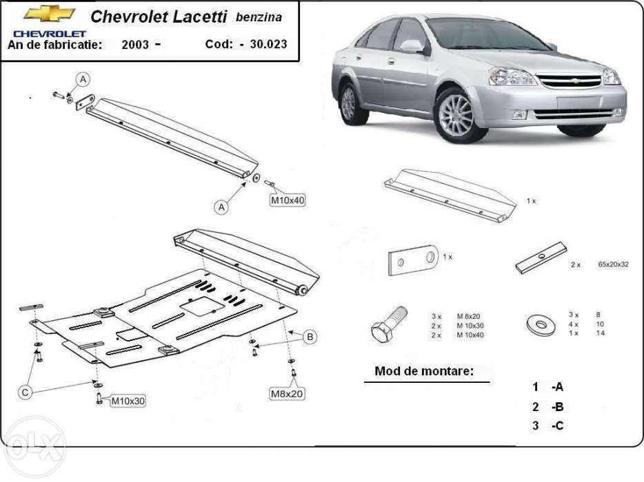 Scut metalic pentru motor Chevrolet Lacetti 2004-2009- otel 2mm