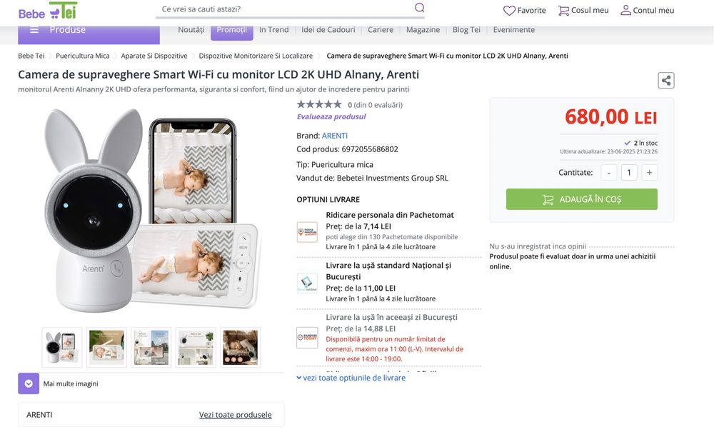 Camera Arenti Ainnany kit plus baby monitor WIFI , NOU, sigilat,