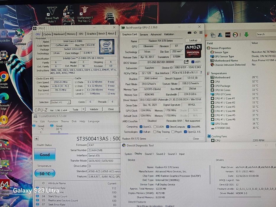 Unitate PC Gaming i5 9400 4.1Ghz/16GB DDR4/RX570 4GB GDDR5/SSD/HDD GTA