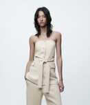 Top-corset Zara, din in,Xs si S,culoare ivoire, nou,eticheta