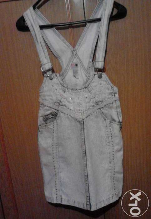 Sarafan de blugi original cu broderie, Sarafan catifea albastru