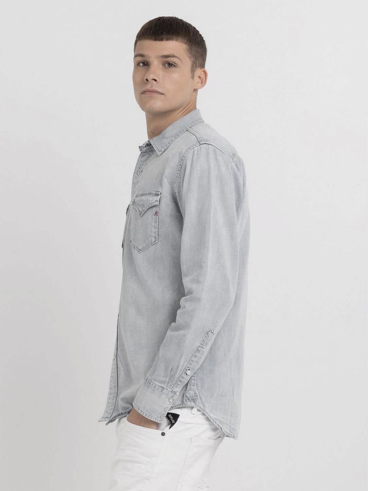 Мъжка риза Replay Grey Denim, over shirt, размер L