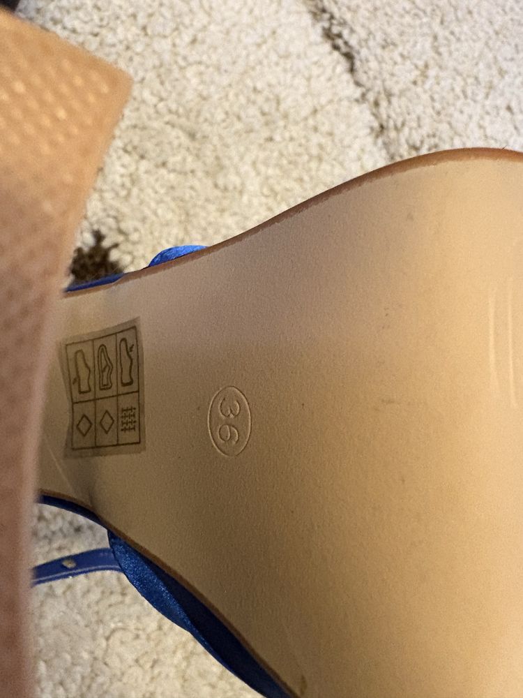 Pantofi platformă satin albastru electric