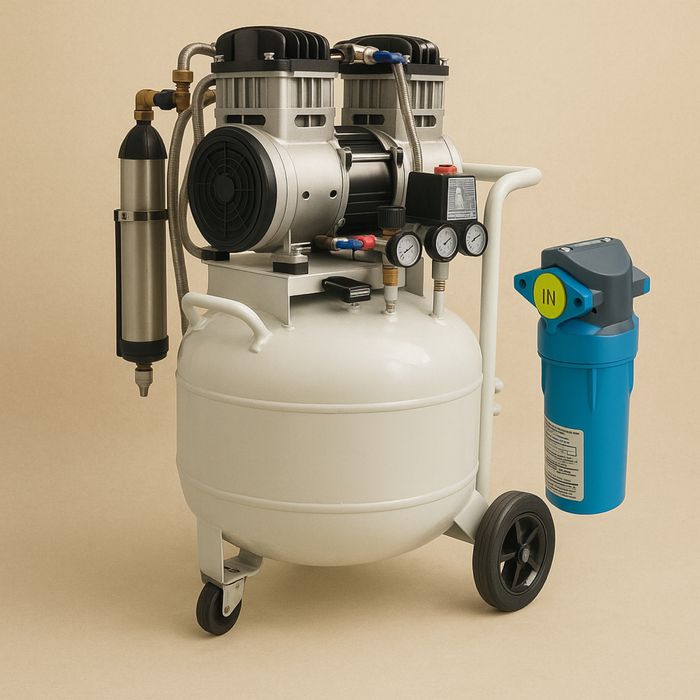 Compresor Stomatologie 50l Cu Uscator/Fara ulei/Supersilentios/2 UNIT