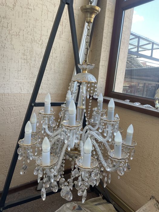 Люстра большая Чехия хрусталь 15 рожков