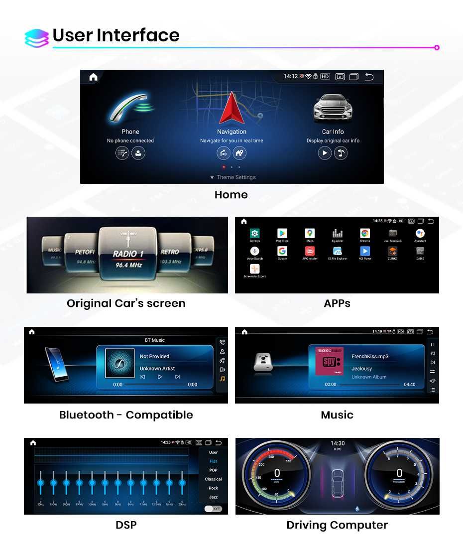 Navigatie Android Mercedes Benz C Klasse W204 2011-2018 Carplay