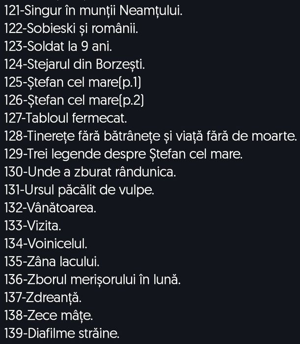 Vând/Schimb diafilme cu povești.Stare F.B.-40 lei/B.-30 lei/S.-15 lei.