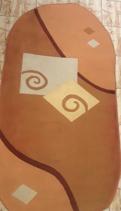 Covor 2m/1m, oval, crem/orange