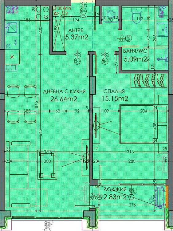 Двустаен апартамент в кв.Тракия 424-15144