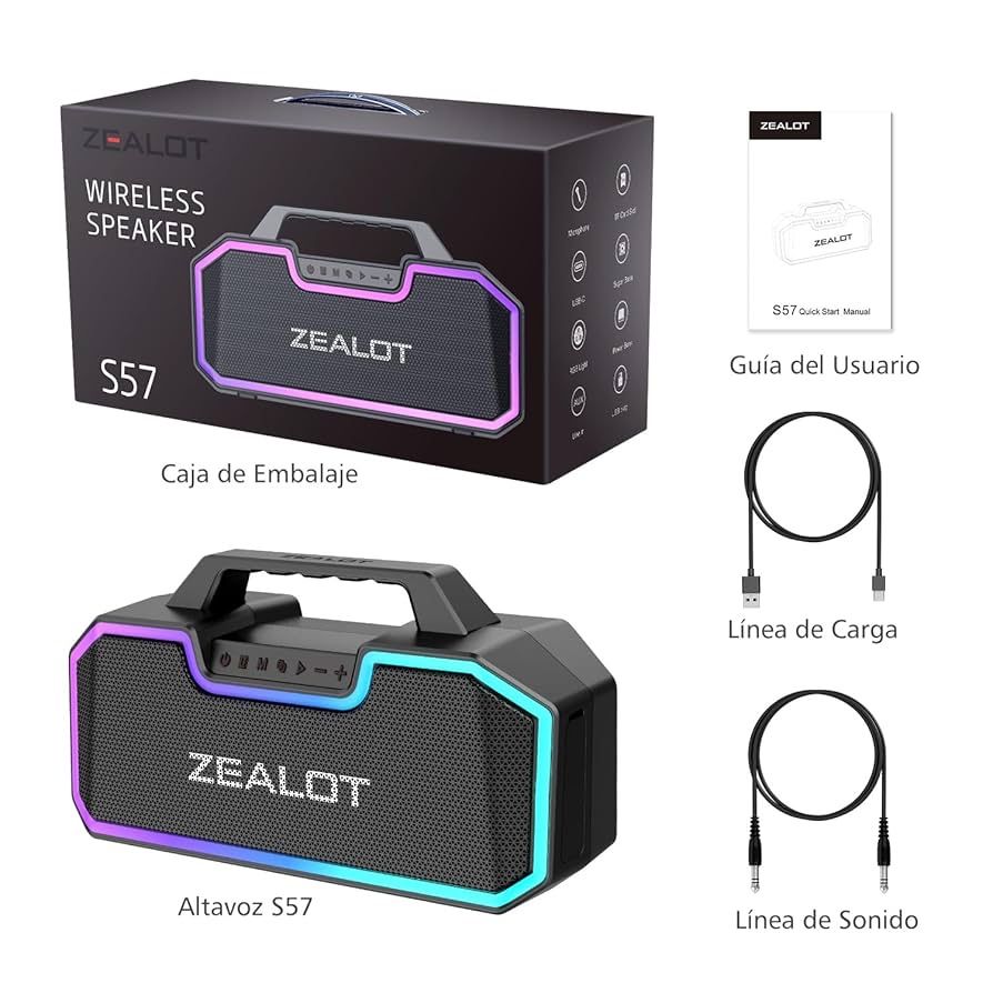 ZEALOT S57 Bluetooth тонколона, 80W преносима безжична IPX7