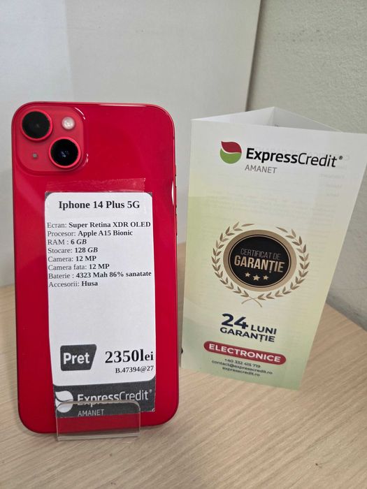 Iphone 14 Plus 128GB 86% (Iulius Mall)(B-47394) Garantie 2 ani