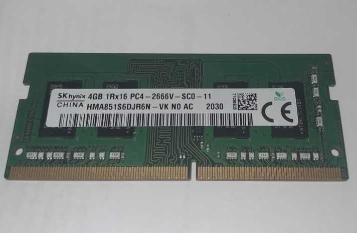 Оперативной памяти:Hynix 4GB DDR4 2666 МГц (HMA851S6DJR6N-VKN