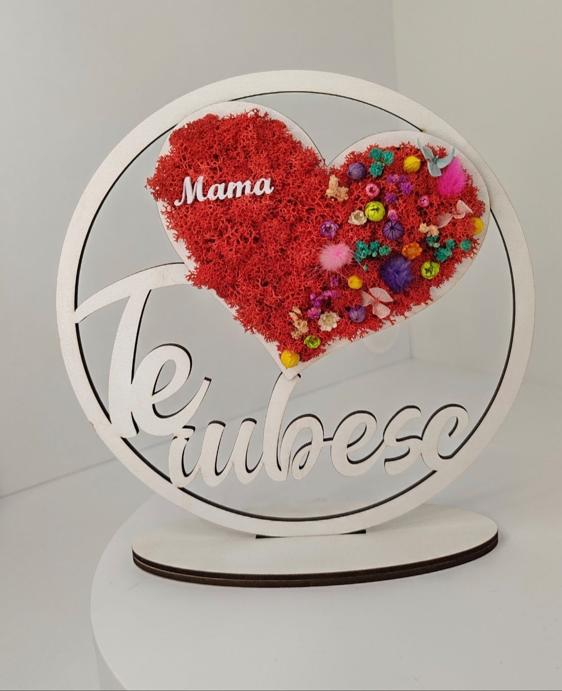 Inima decorata cu licheni pentru iubita / soție / mama