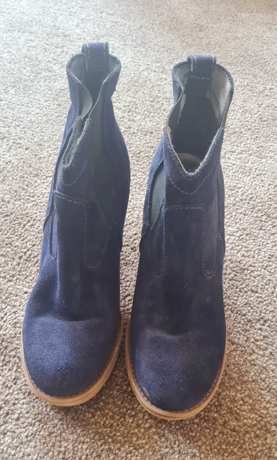 Botine ghete piele intoarsa bleumarin 37