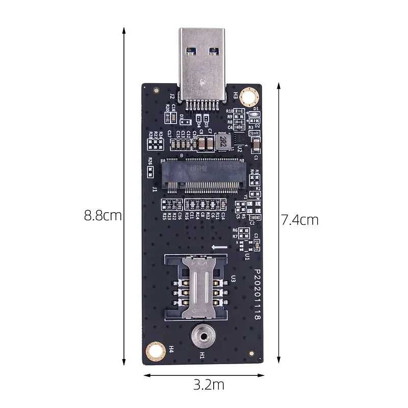 Adaptor modul 3G 4G LTE WWAN la USB M2 Key B NGFF modul SIM la usb
