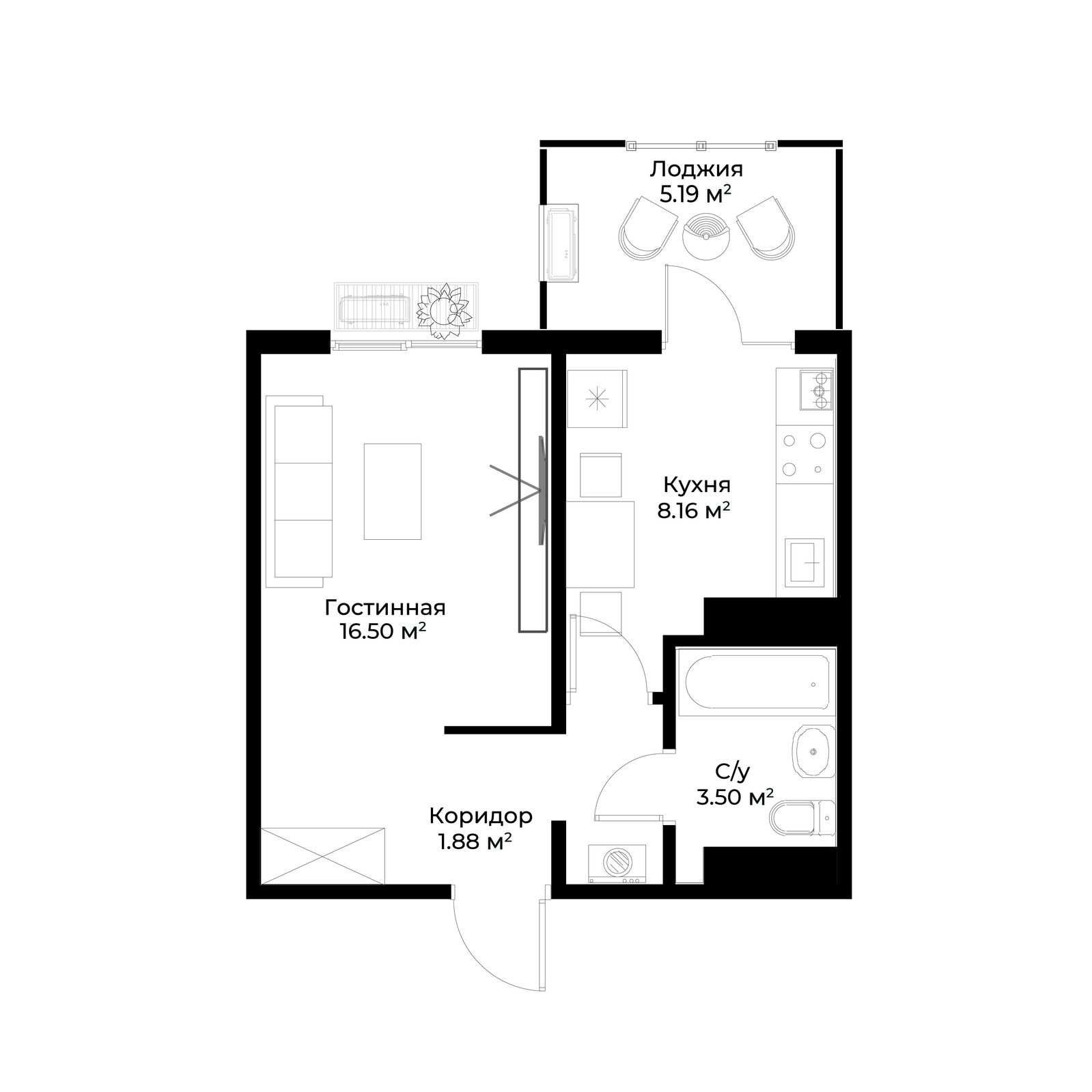 1-xonali xonadonlar | 1-комн. квартиры ЖК Assalom Jomiy - Golden House
