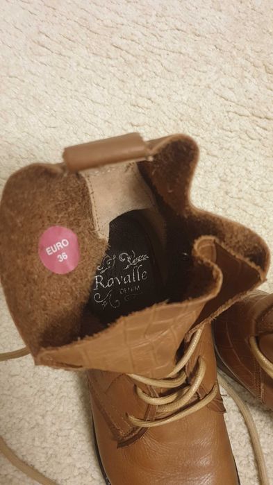 Ghete damă Ravalle Denim, piele naturală, maro , nr. 36