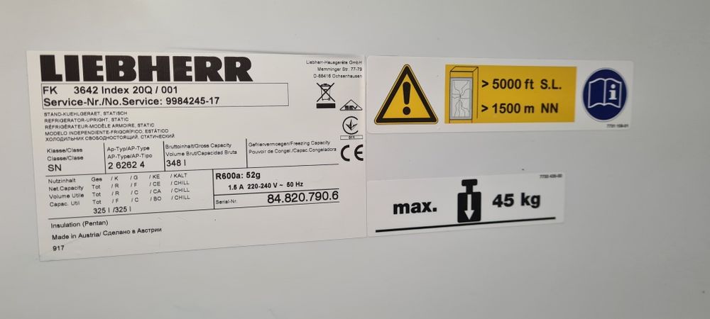 ТОП Хладилна витрина Liebherr FK 3642 165см 325л Нето