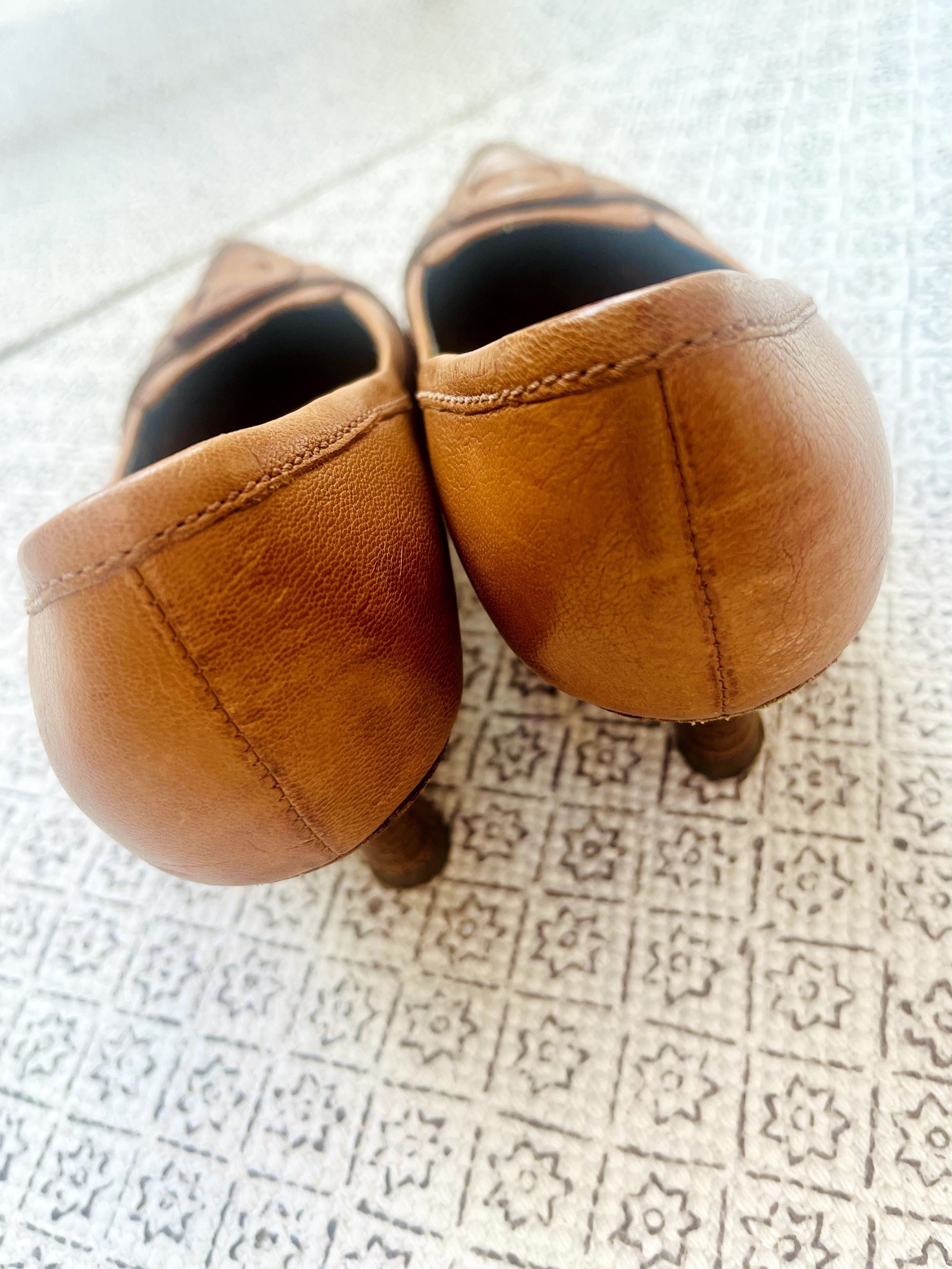 Кафяви кожени обувки Кларкс/ Brown Clarks Leather Court Shoes No 38.5