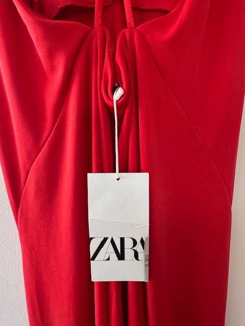 Червена рокля Zara Нова, с етикет, A-line силует