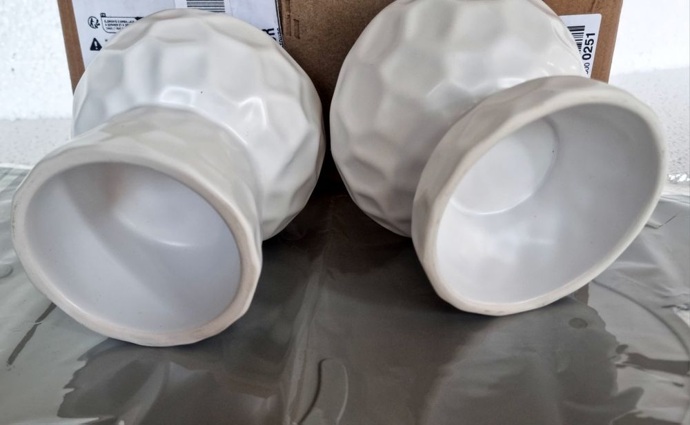 Комплект купички за животни с подложка, керамични, скосени, бели