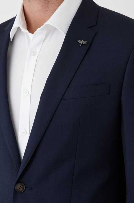 Costum slim 46 S premium Ozel Italy lana respirabila albastru