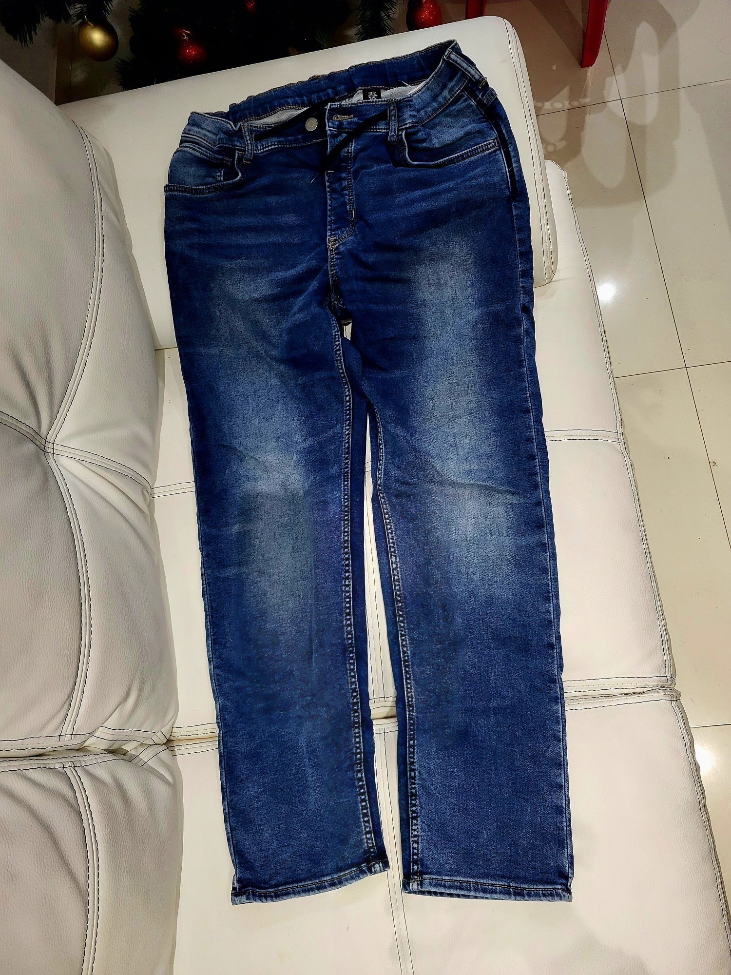 Jogger denim 170 cm băieți 14 ani +, impecabili, bleu