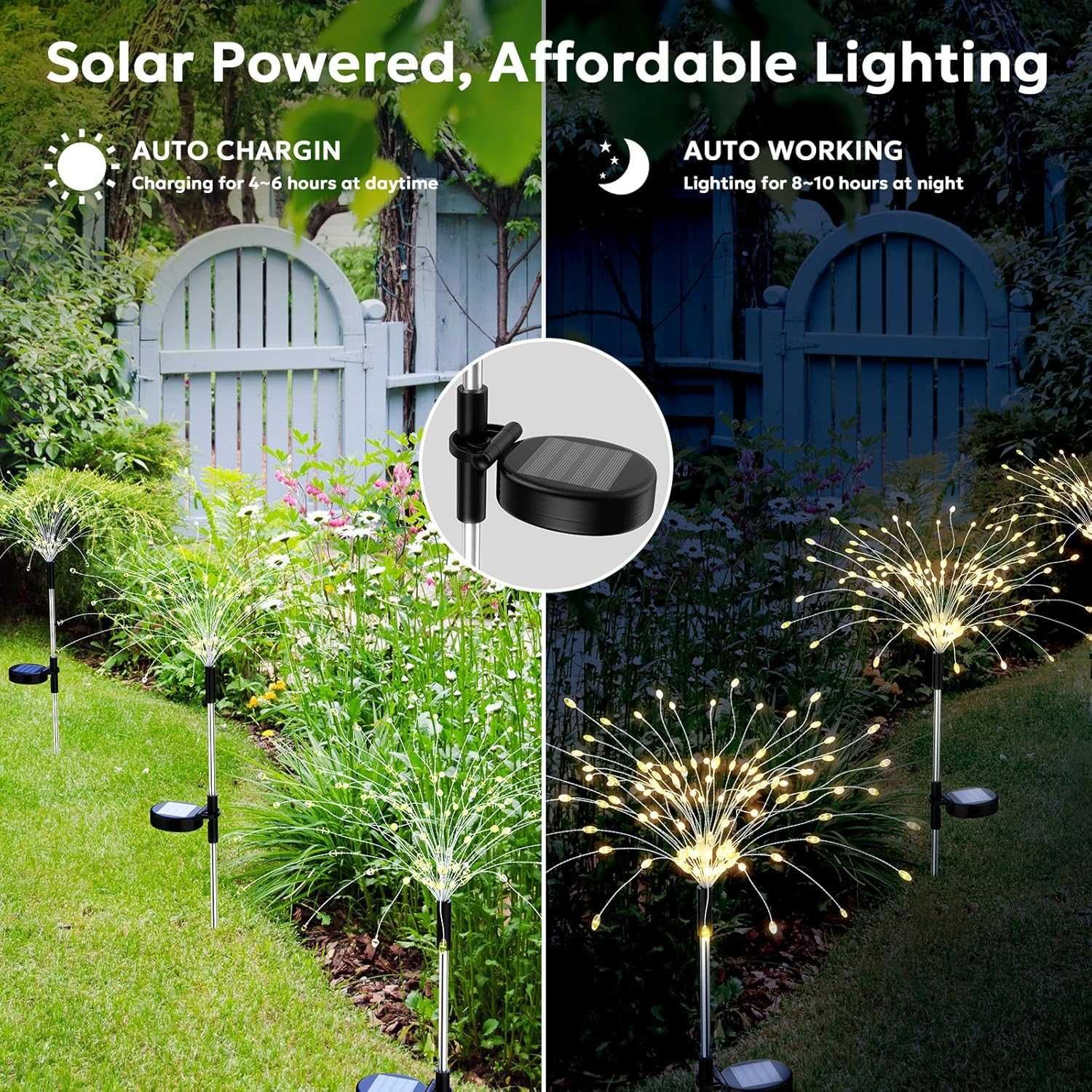 Соларни фойерверки Soarling, декоративни градински, 4 броя, 480 LED