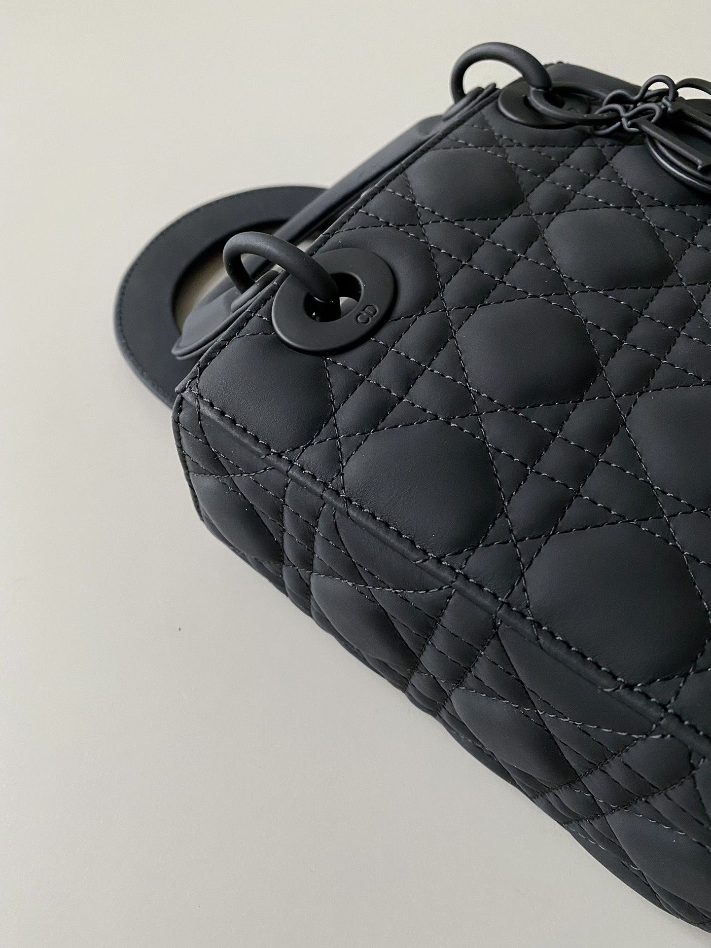Geanta Christian Dior Lady 20cm negru mat, Premium