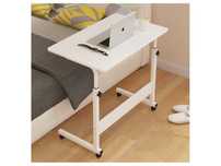 Birou mobil, portabil cu roti, inaltime reglabila,stabil,80x40cm, alb