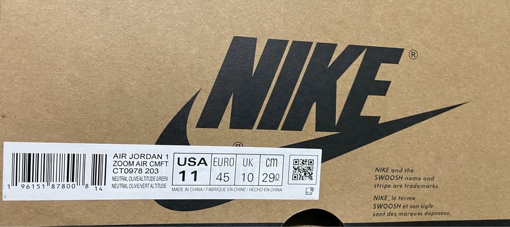 Nike Air Jordan 1 Zoom CMFT “Neutral Olive” 45 noi