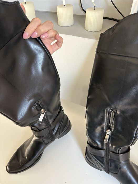 Черни ZARA кожени боти ботуши  Casadei City