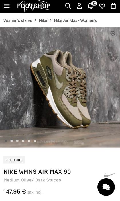 NIKE WMNS AIR MAX 90 - Medium Olive/ Dark Stucco 37.5 (4)