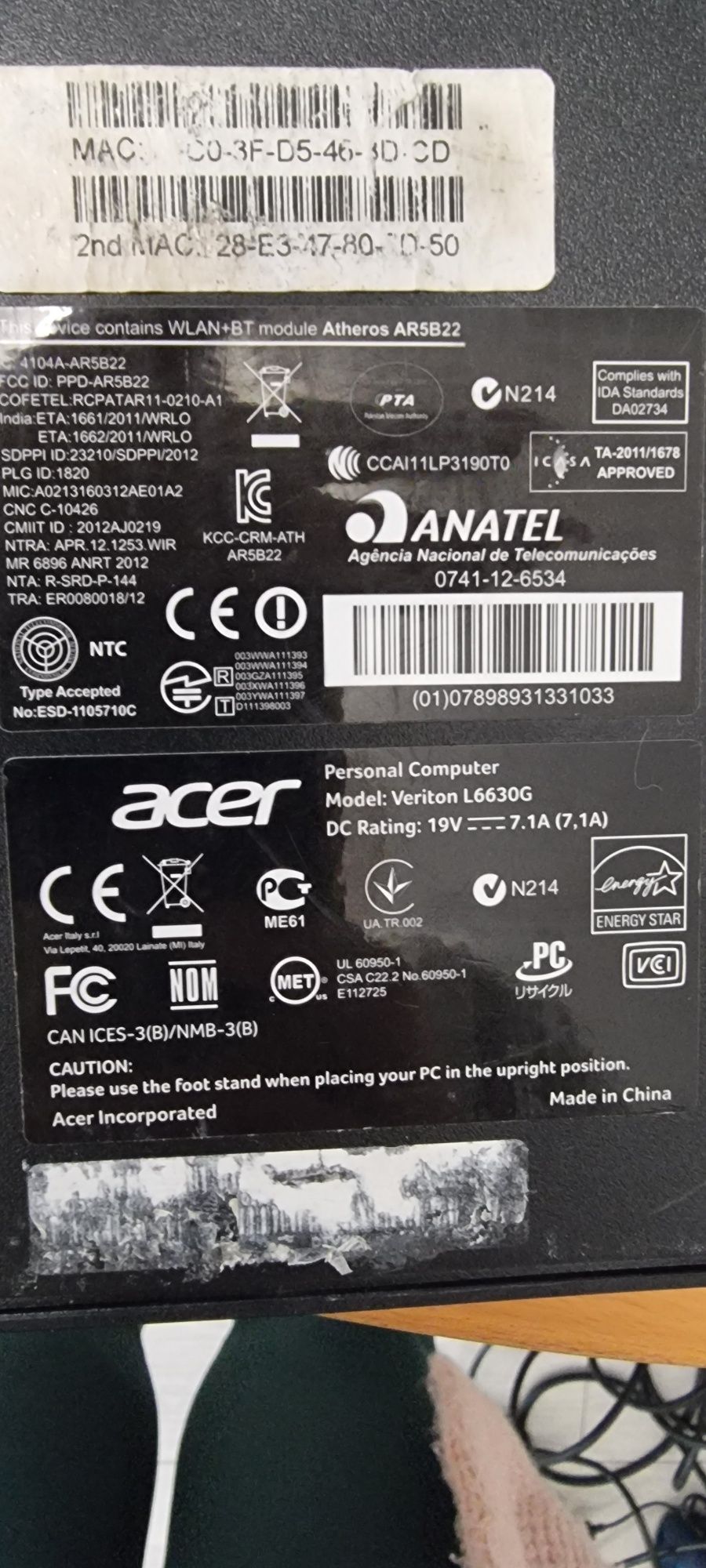 Малък настолен компютър Acer Veriton за части