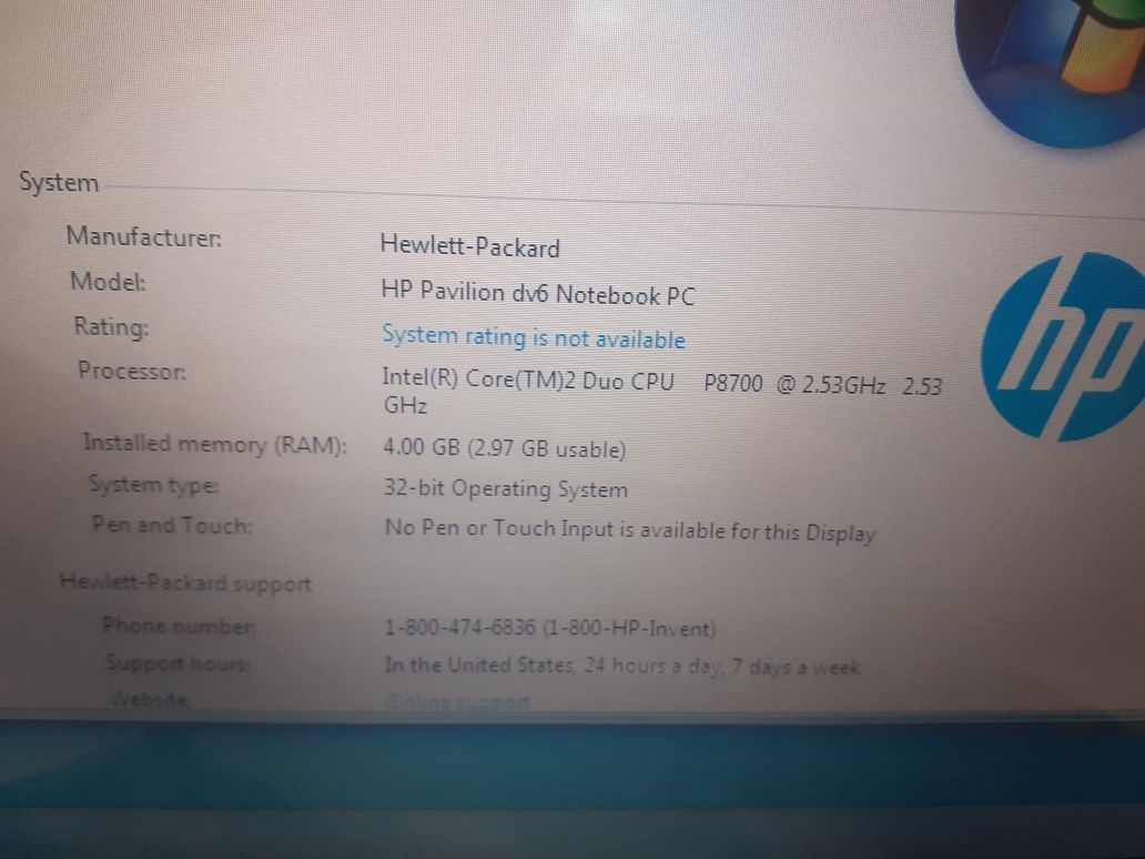 Laptop Hp pavillion dv6 model - 1326ss