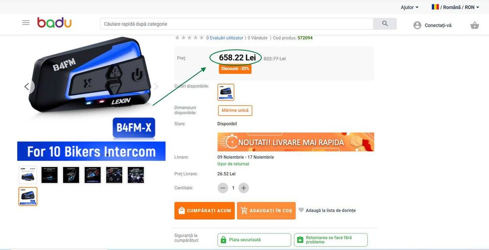 Căști interfon Lexin B4FM-X9,cască  motociclete Blueto,(Super Ofertă).
