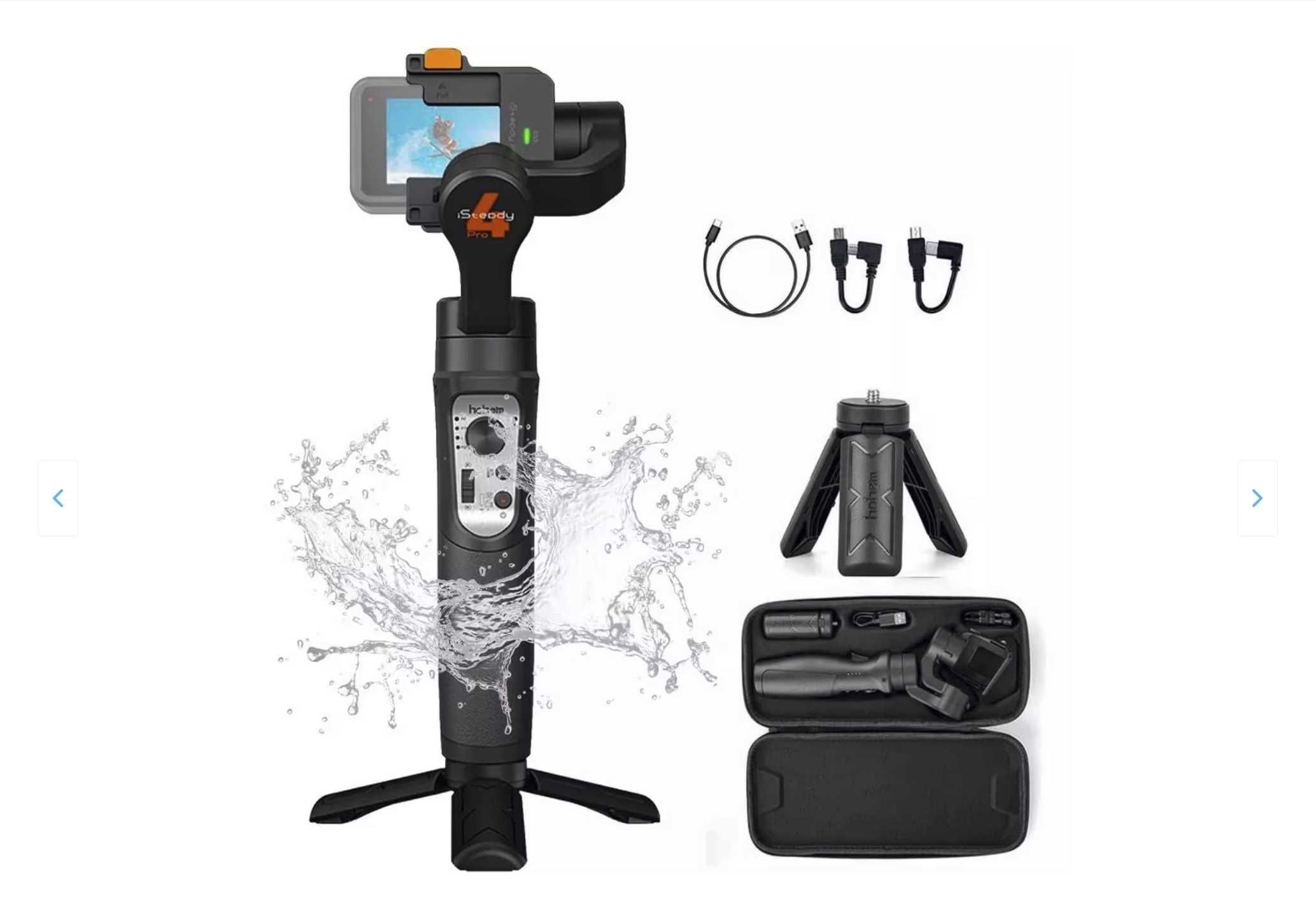 GoPro Hero 10 Black bundle cu 3 baterii si accesorii + Gimbal cadou