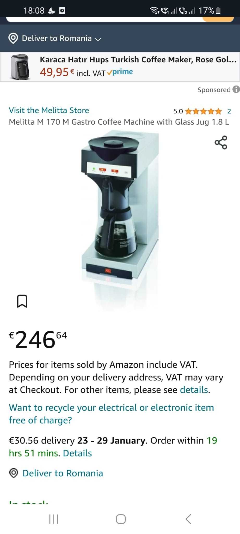 Aparat de cafea Gastro Melitta M 170 M