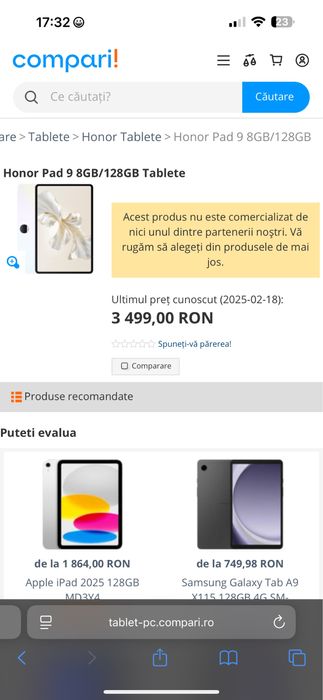 Tableta HONOR Pad 9, 12.1", 8GB, 128GB, 5G, Space Gray