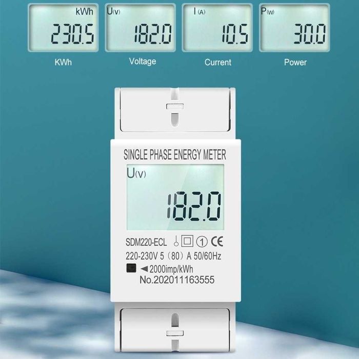 Контролен подотчетен монофазен електромер за DIN шина 80A