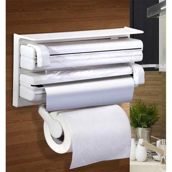 Dispenser triplu de bucatarie pentru hartie, folie aluminiu si folie